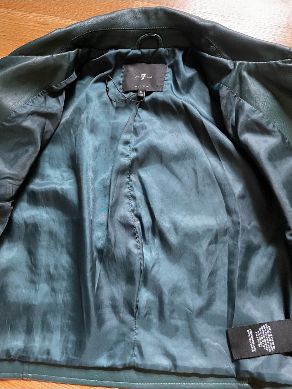 7 For All Mankind Deep Teal Faux Leather Jacket - Picture 4 of 4